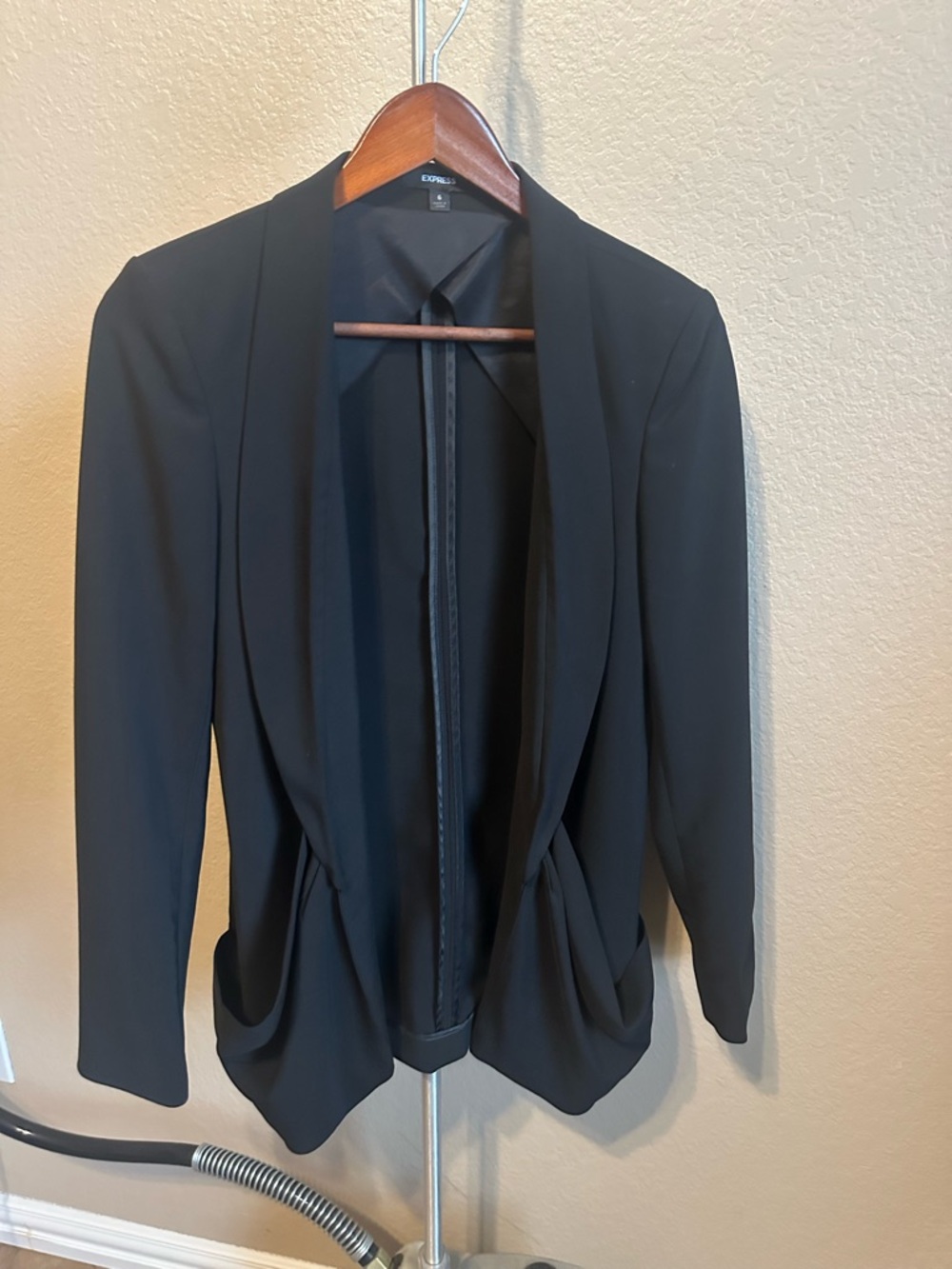 Express Black Open-Front Draped Blazer